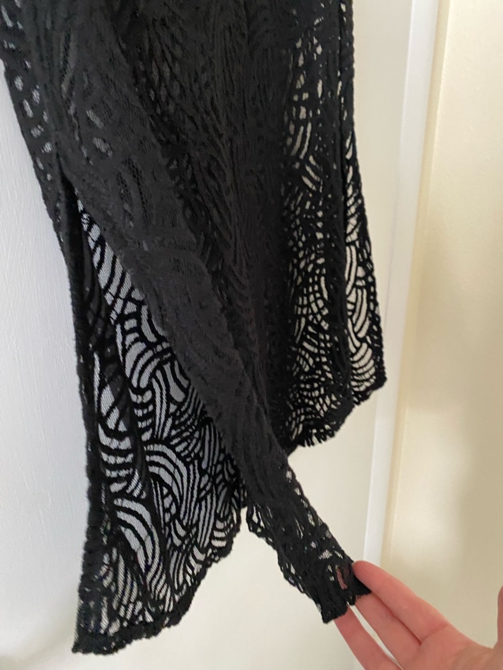 BCBGMaxAzria Black Swim Coverup Sheer Mesh Lace Crochet Large - Picture 6 of 6